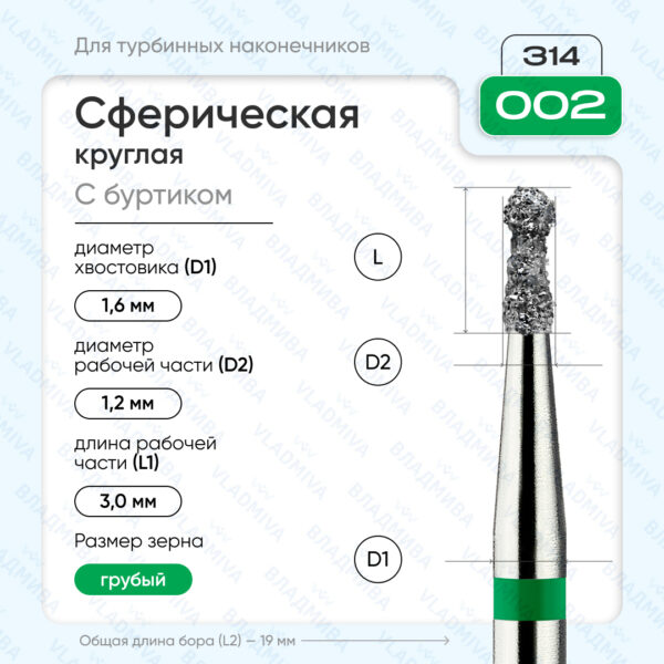 Сферический турбинный бор 876.314.002.030.012