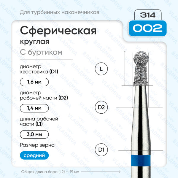 Сферический турбинный бор 866.314.002.030.014